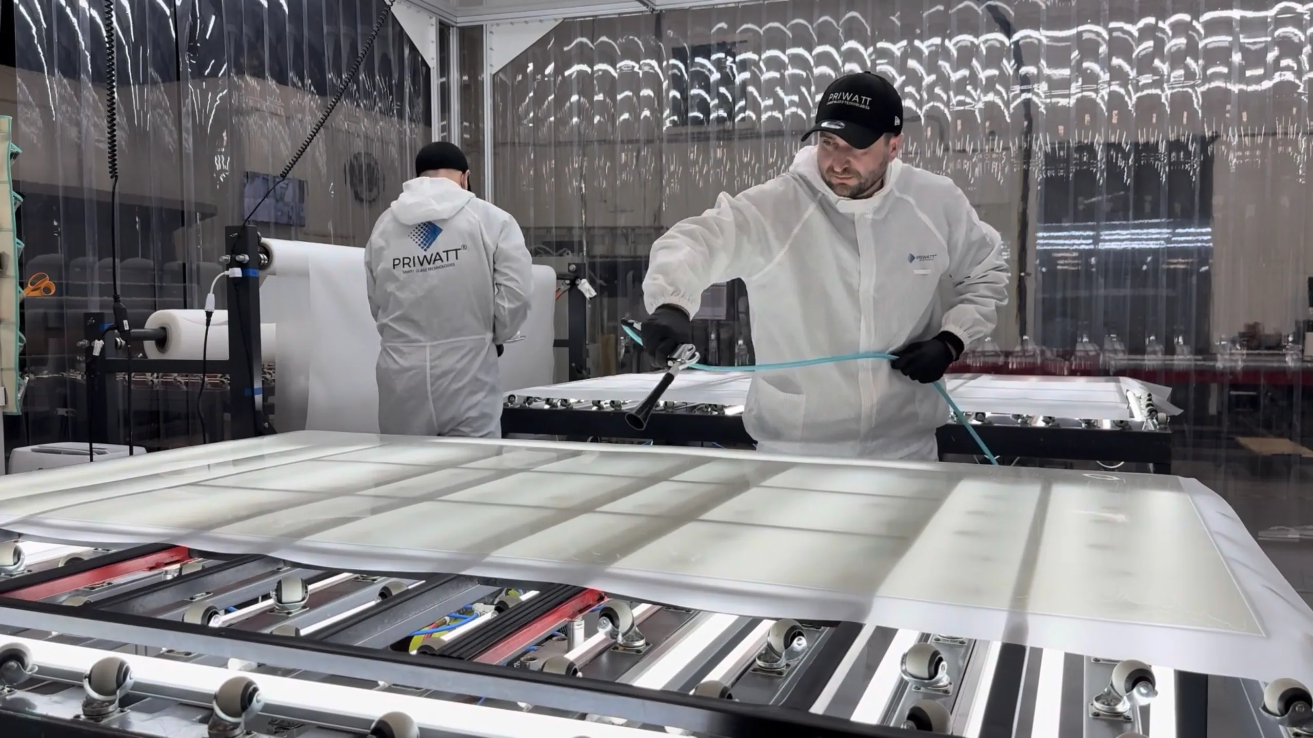 A cleanroom viewing panel in a pharmaceutical facility