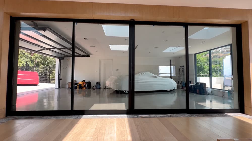 The same sliding doors switched to transparent