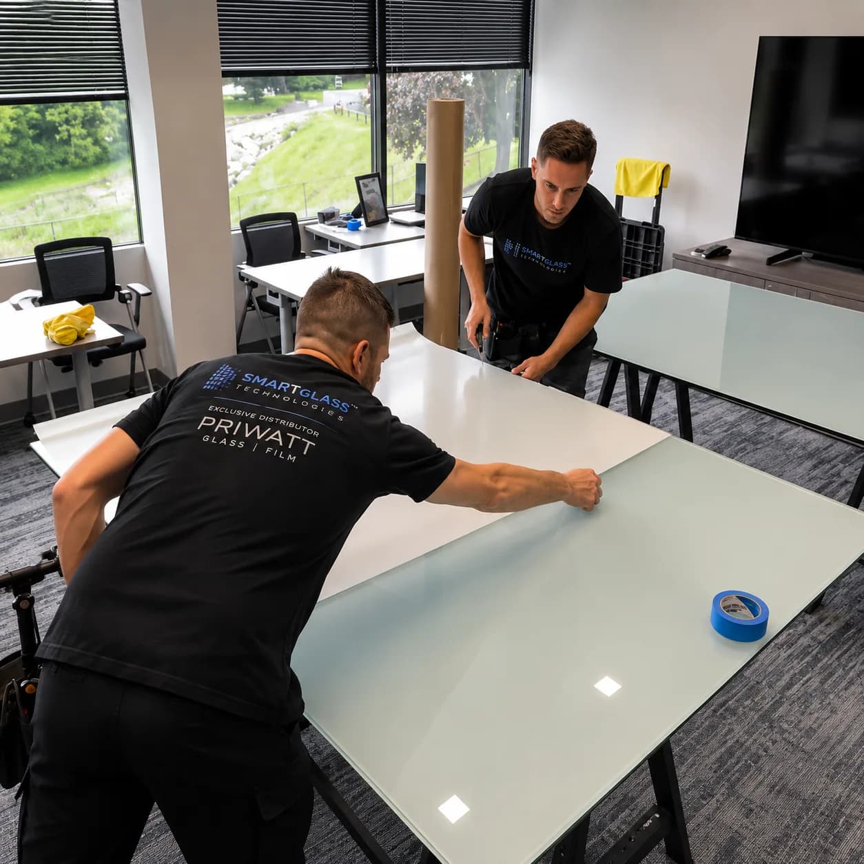 PriWatt switchable film being handled before cutting