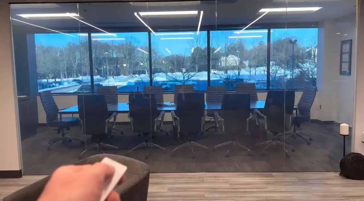 The conference room with the glass wall clear
