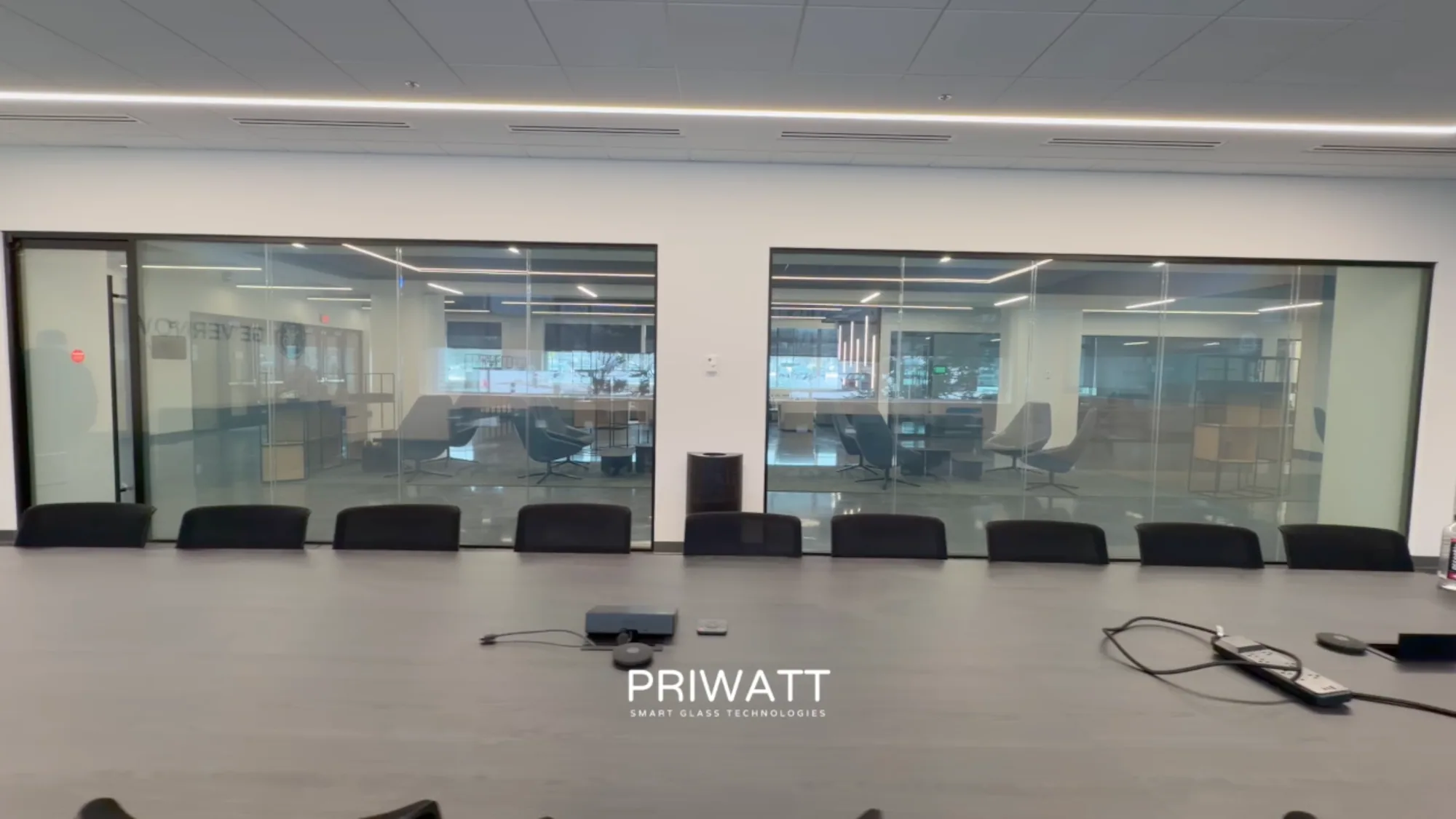 The GE Vernova boardroom behind clear PriWatt glass