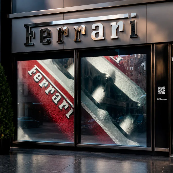 Retail storefront display glazed with PriWatt smart glass
