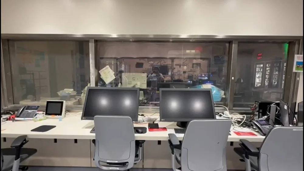 A control room at Stanford Hospital behind PriWatt switchable glass