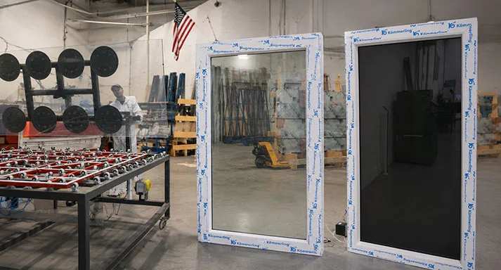 Two PriWatt panels in the Pompano Beach shop, one clear and one switched dark