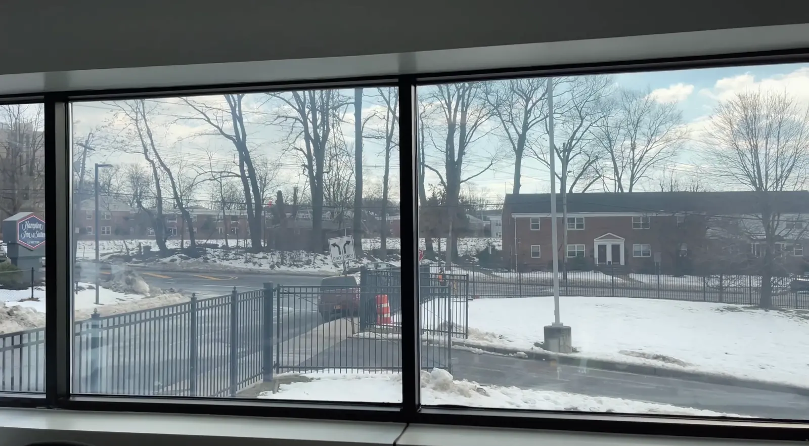 The UPS office windows with the PriWatt film in its clear state
