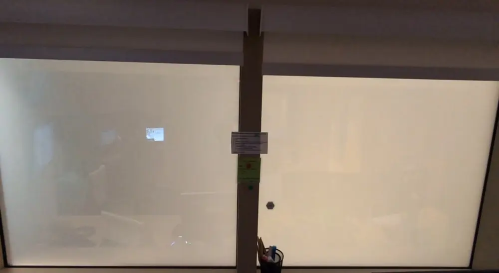 The same window switched opaque while the patient is positioned