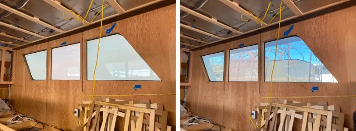 PriWatt switchable film applied to the saloon windows of the yacht Small World