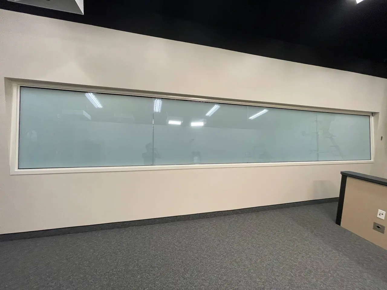 A meeting room in the Martin County building with the film clear