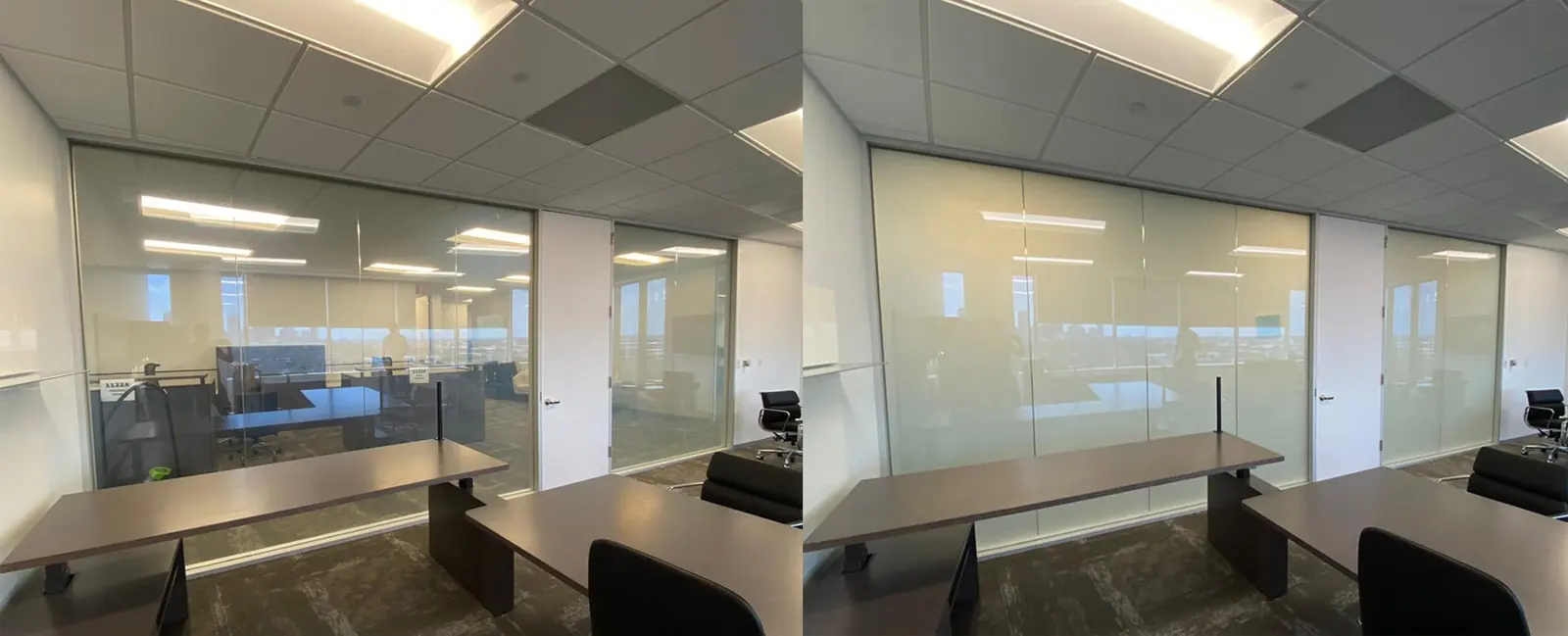 A private office on the Kirby Corporation executive floor with the film clear