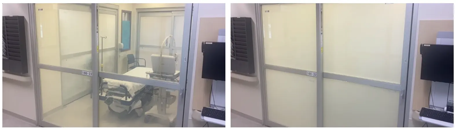 The same glazing switched opaque for patient care